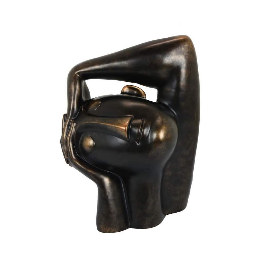 16 Inch Accent Table Decor, Bronze Resin, Artistic Gesturing Human Design