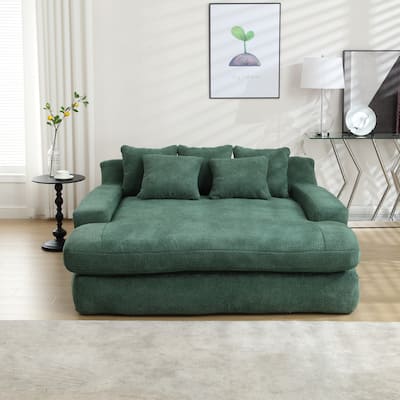 Seersucker 2-seater lazy sofa bed With 2 back pillows , 2 toss pillows,Comfy Sofa- Deep Seat Couch