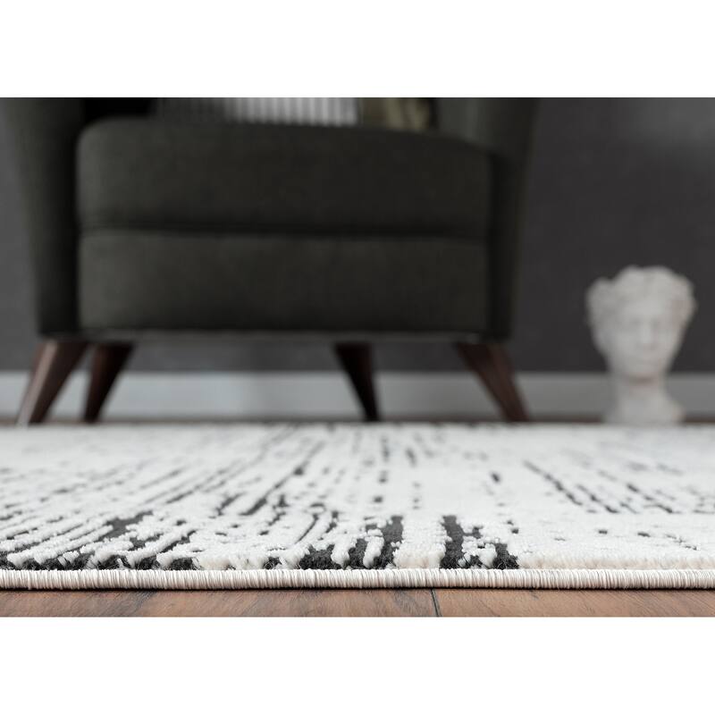 Abani Aspen Collection Contemporary Beige Grid Area Rug