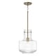preview thumbnail 1 of 10, Nyla 1-light Pendant w/ Clear Fluted Glass Aged Brass
