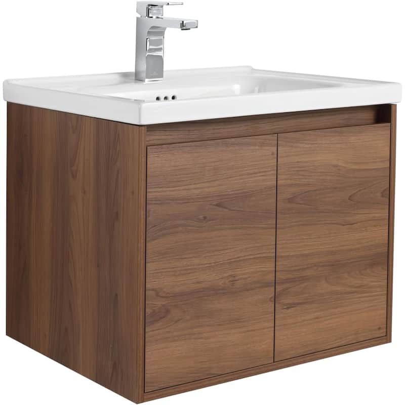 Blossom 24" Wall-Mounted Floating Bathroom Vanity with Ceramic Sink