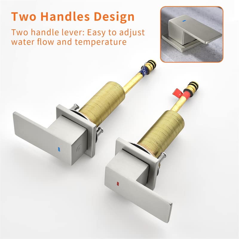 Waterfall Tub Faucet Deck Mount Brass 3 Holes Bathtub Faucet Modern Double Handle Roman Tub Filler