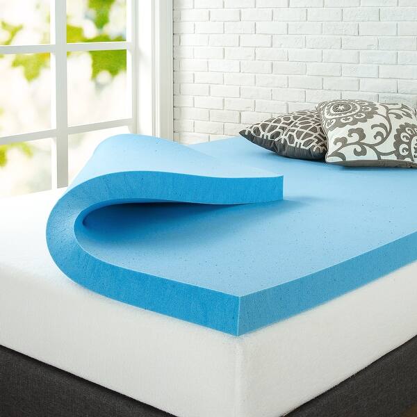 slide 1 of 7, Priage by ZINUS 3 Inch Green Tea Cooling Gel Memory Foam Mattress Topper - Blue