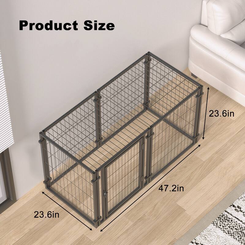47.2" Dog Crate for Small Medium Large Dogs, Puppy Dog Playpen for Yard Indoor Outdoor Use, Pet Dog Cage Kennel