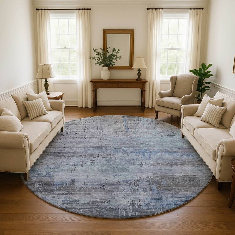 Premium Washable Super Soft Modern Abstract Mayfield Rug - Gray - 8' x 8'