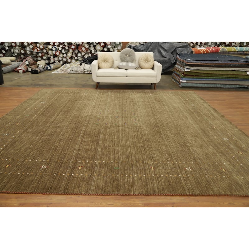 Hand Knotted Oriental 100% Wool Carpet Tribal Animal Pictorial Brown Gabbeh Area Rug - 12' 0'' X 11' 9''