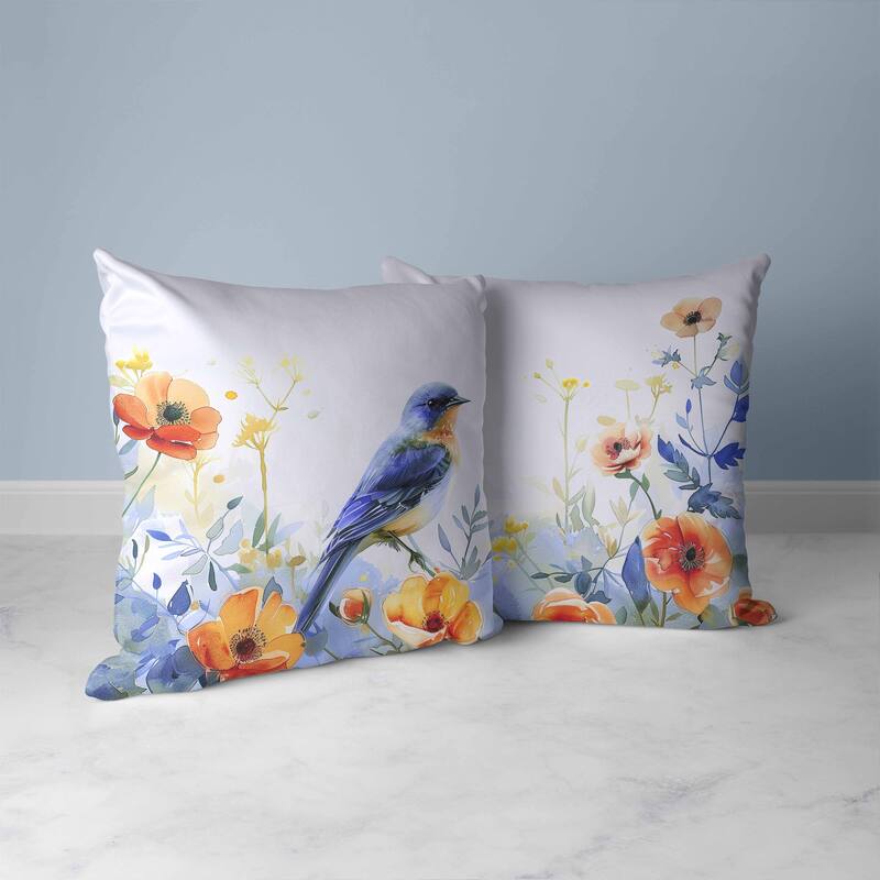 Tranquil Thicket Faux Suede Reversible Throw Pillow Blue and Orange