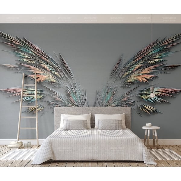 feather wallpaper bedroom
