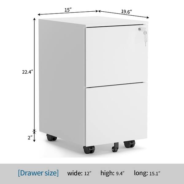 2 Drawers Metal Mobile File Cabinet With Lock And Wheels On Sale Overstock 32172993