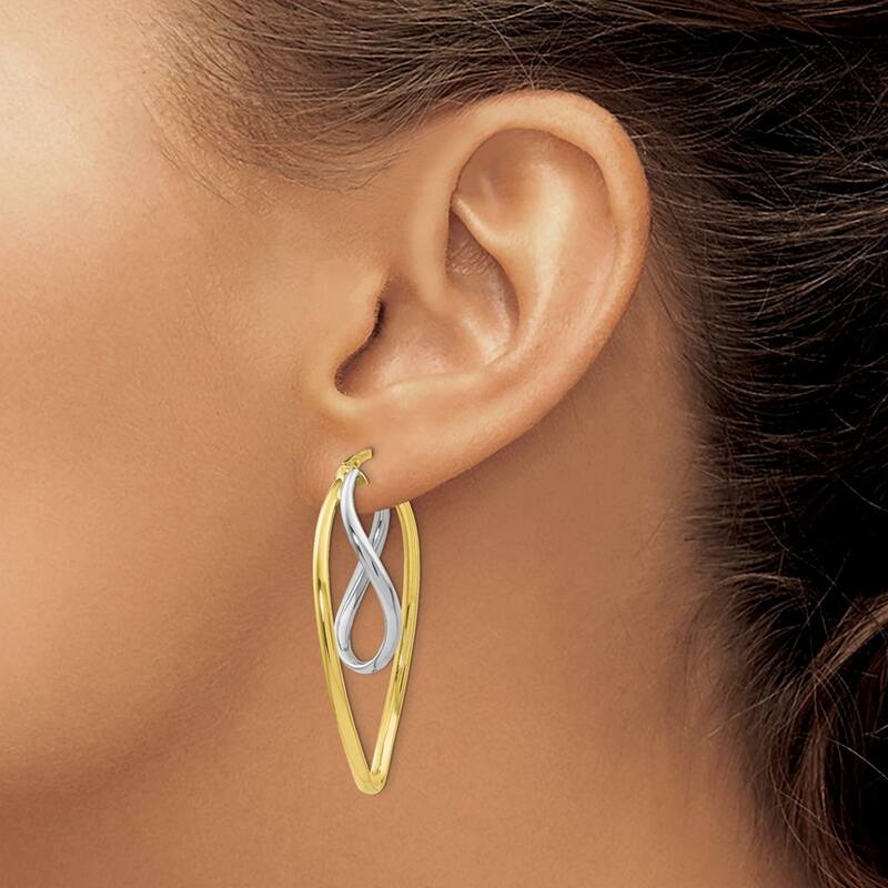 Curata 10k Two tone Gold Polished Twist Double Hoop Earrings 17x2mm