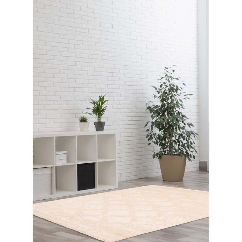 ECARPETGALLERY Hand-knotted Mirzapur Light Khaki Silk, Wool Rug - 5'6 x 8'1