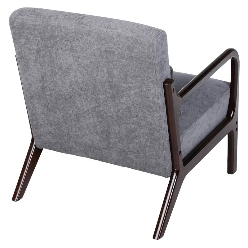 Mid Century Modern Armchair, Accent Chair with Solid Wood Frame and Detachable Lumbar Pillow for Living Room