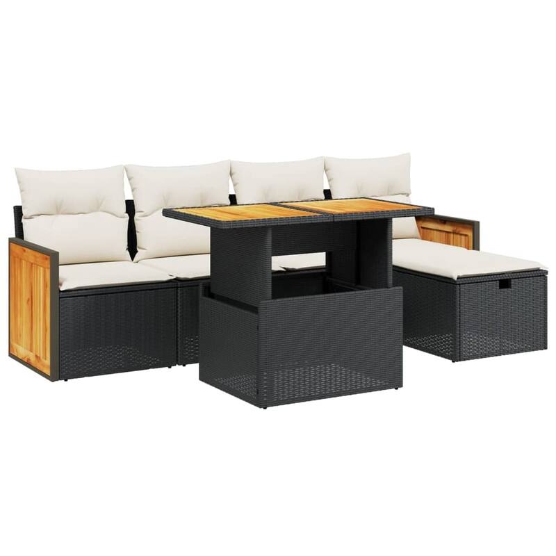 vidaXL Patio Sofa Set with Cushions Outdoor Furniture 6 Piece Poly Rattan
