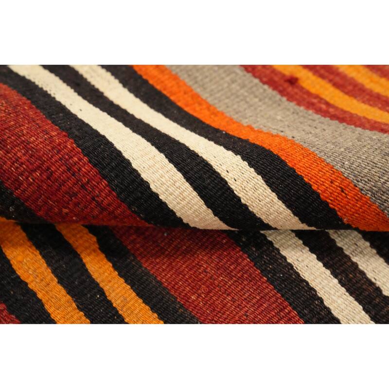 Hand Woven Oriental 100% Wool Carpet Southwestern Geometric Multi-Colored Kilim Area Rug - 9' 8'' X 4' 6''