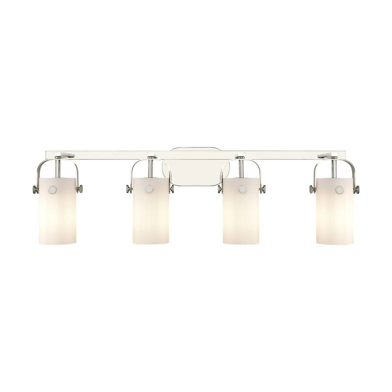 Innovations Lighting 423-4W-10-35 Pilaster II Cylinder Vanity Pilaster - Polished Nickel / Matte White