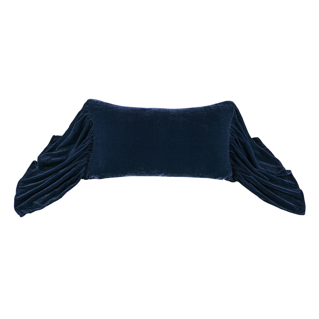 HiEnd Accents Stella Faux Silk Velvet Romantic Western Long Ruffled Decorative Throw Pillow, 14"x26"