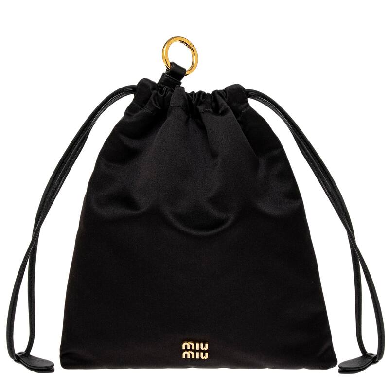 Miu Miu Satin Pouch - Black - Black