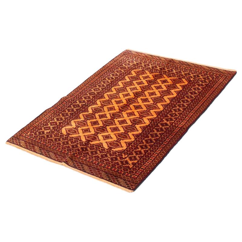 Teimani Orange, Red Rug 3'10" x 5'7" - 3'10 x 5'7