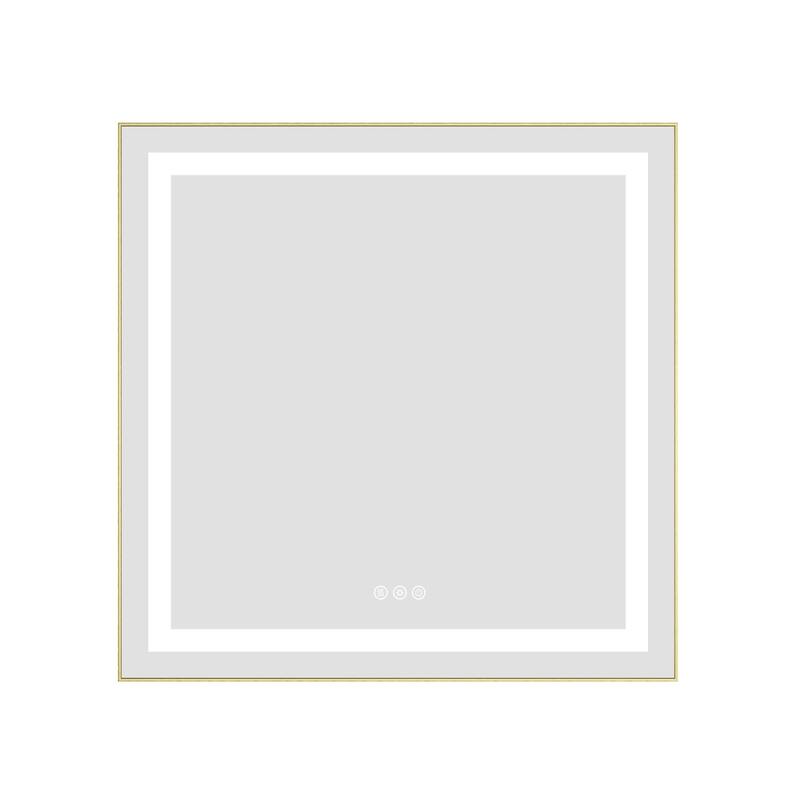 30" x 30" LED Bathroom Mirror with Front and Backlight, Wall Mounted Vanity Mirror with Aluminum Frame, Anti-Fog