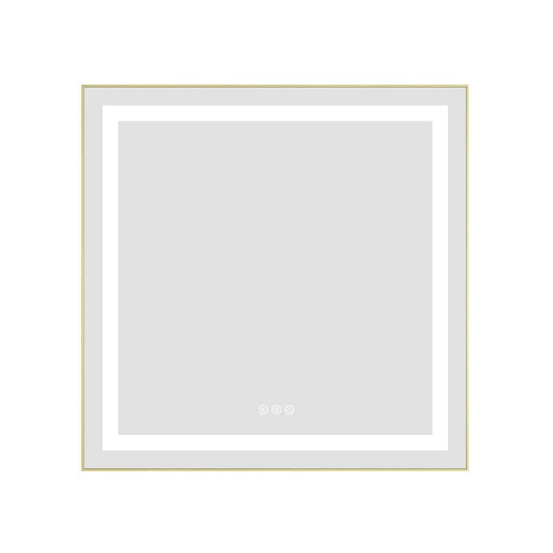 30 x 30 Inch LED Bathroom Mirror with Front and Backlight, Wall Mounted Vanity Mirror with Aluminum Frame, Anti-Fog, Memory