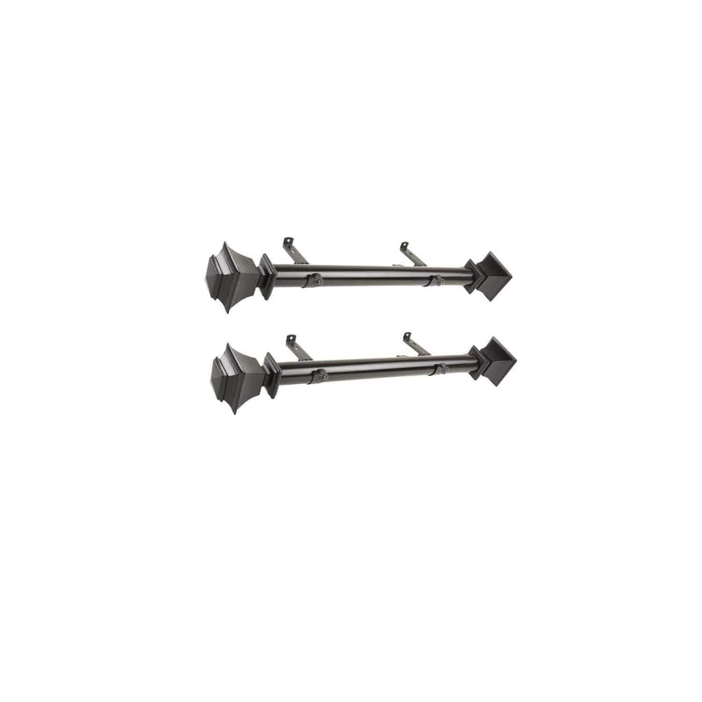 Farmhouse Curtain Rods Set - Steel Rods with Resin Finials - 12-20 Inch Adjustable Rods - M