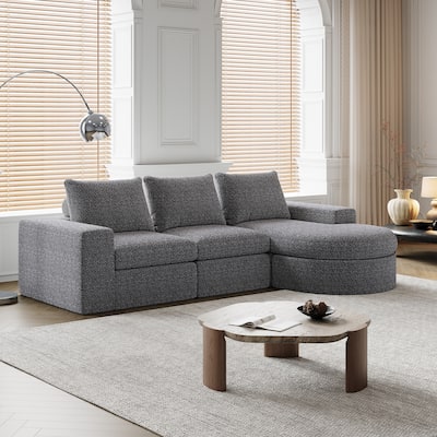 99" L-Shaped Chenille Sectional - 3-Piece Modular Cloud Sofa with Chaise, No Assembly Required