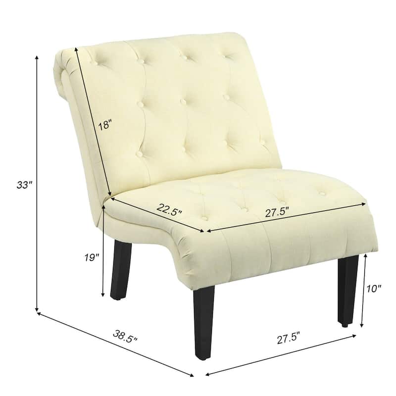Gymax Armless Accent Chair Upholstered Tufted Lounge Chair Wood Leg - 38.5'' x 27.5'' x 33''
