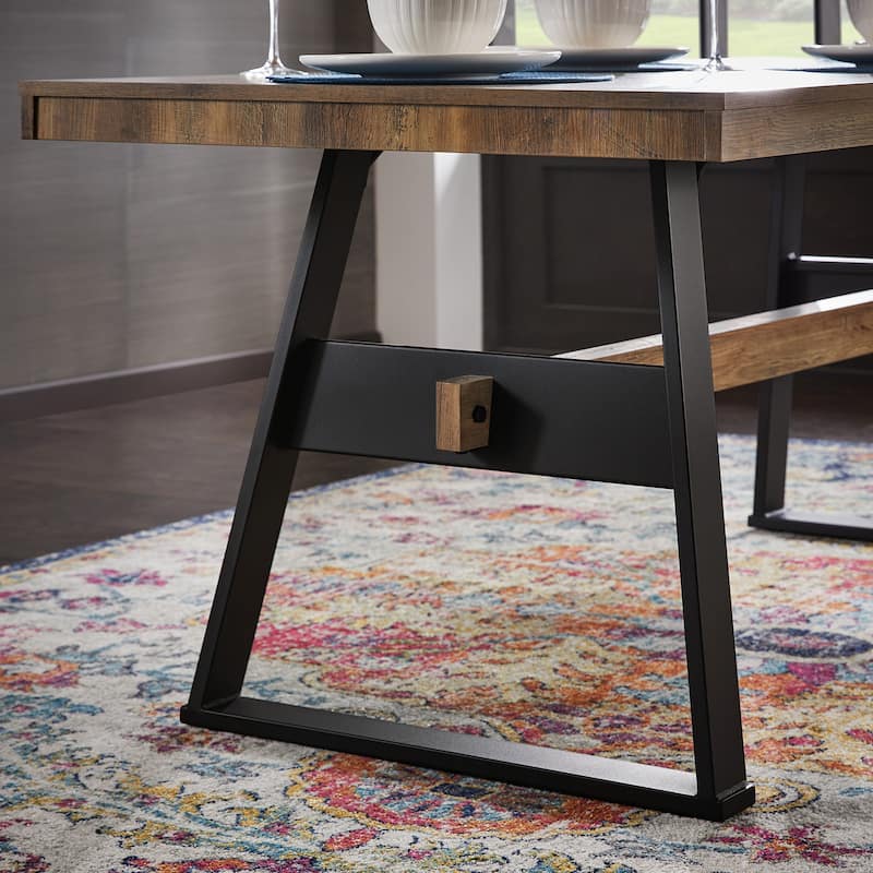 Glendive 69" Black Metal Brown Wood Finish 4-person Dining Table by iNSPIRE Q Modern