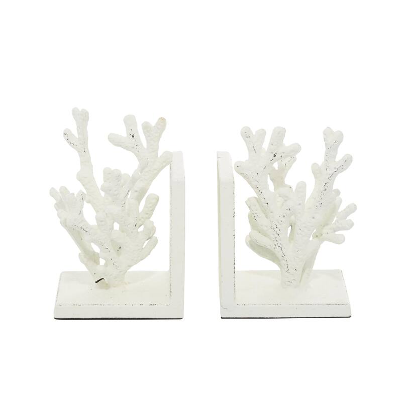 Metal Coral Decorative Bookends - Set of 2 White or Blue - Roche River Decor