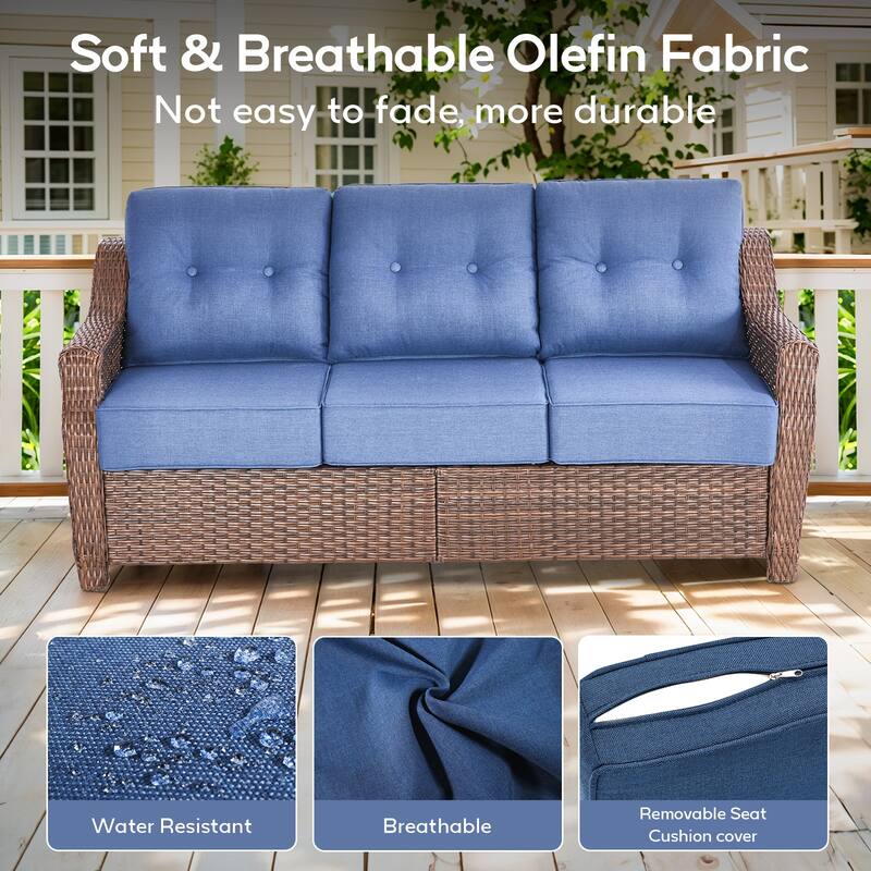 5-Piece Sofa Swivel Chairs with 43" Firepit Table