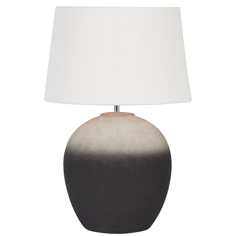 Black Ceramic Ombre Room Table Lamp with Drum Shade - 15 x 15 x 23