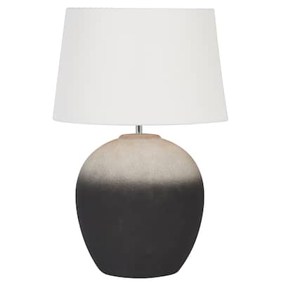 Black Ceramic Ombre Room Table Lamp with Drum Shade - 15 x 15 x 23