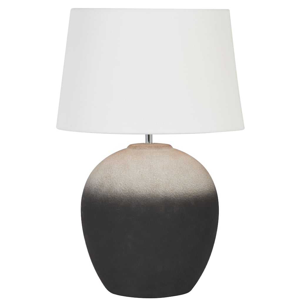 Black Ceramic Ombre Room Table Lamp with Drum Shade - 15 x 15 x 23