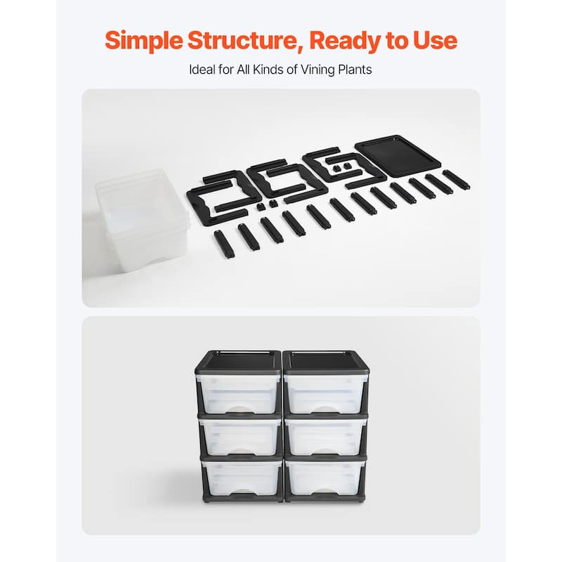 Multi-Purpose Plastic Storage Drawers with Transparent Front and Rolling Cabinet for Bedroom or Kitchen