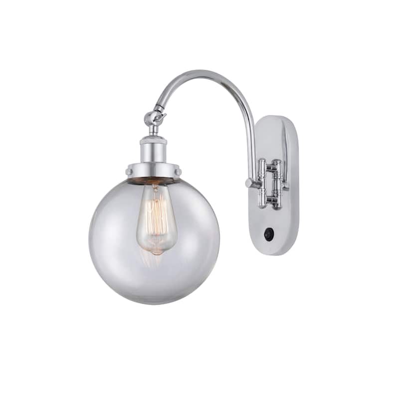Innovations Lighting 918-1W-15-8 Beacon Sconce Beacon 15" Tall Wall - Polished Chrome / Clear
