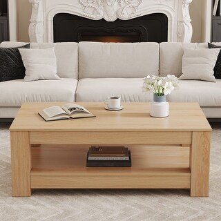 2-Tier Wooden Coffee Table with Open Storage - Bed Bath & Beyond - 43530746