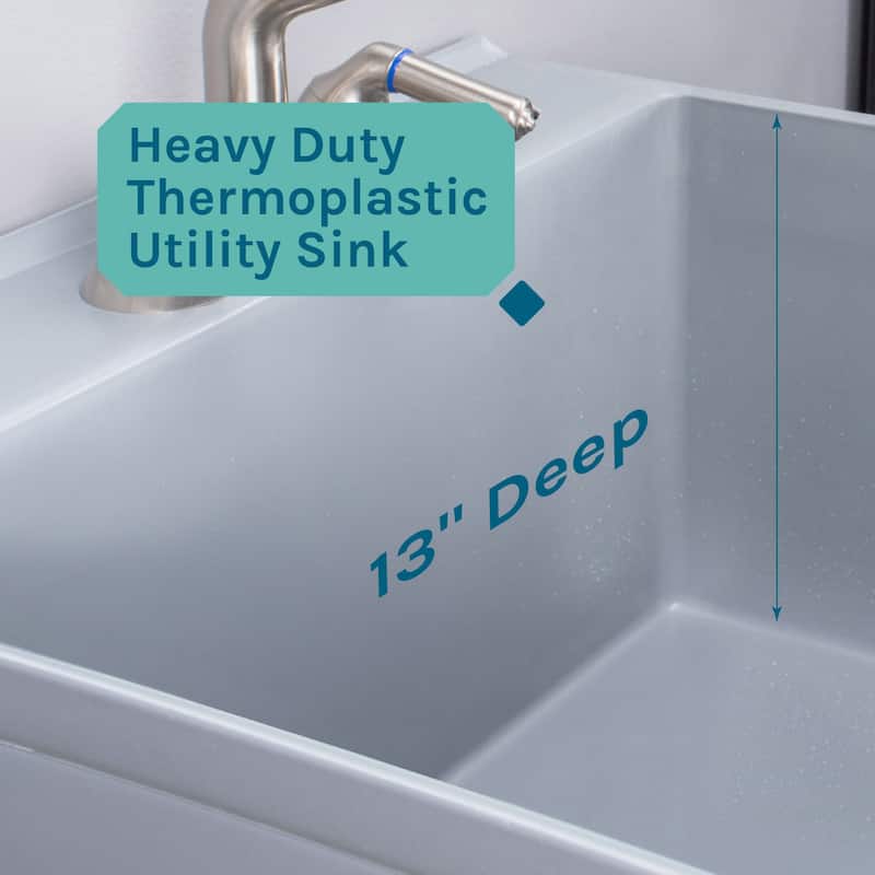 TEHILA 19-Gallon Utility Sink Laundry Tub with Stainless Finish Pull-Out Faucet