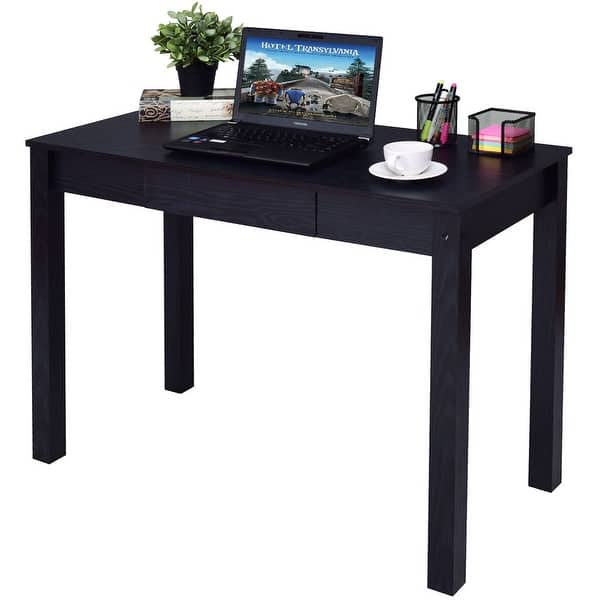 Shop Costway Black Computer Desk Work Station Writing Table Home