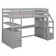 preview thumbnail 9 of 30, Twin Size Loft Bed with Desk, Shelves, Storage Staircase, and 2-Drawers in Grey for Maximized Space Bedroom