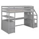 preview thumbnail 25 of 30, White Twin Size Loft Bed with Built-in Desk, Storage Staircase, and Shelves