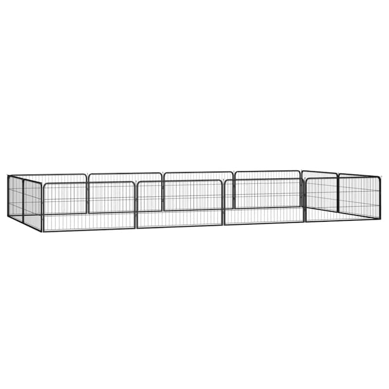 vidaXL Dog Playpen Kennel Dog Cage Puppy Pet Exercise Wire Fence Steel Black - 157.5" x 78.7" x 19.7"