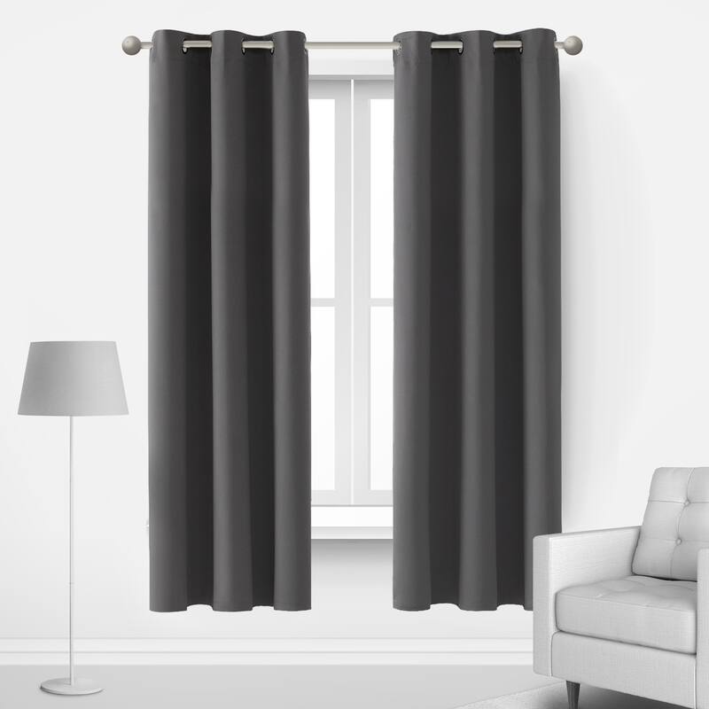 Deconovo Insulated 42 Width Curtain Panel Pair (2 Panel) - W42 x L72 Inch - Dark Grey