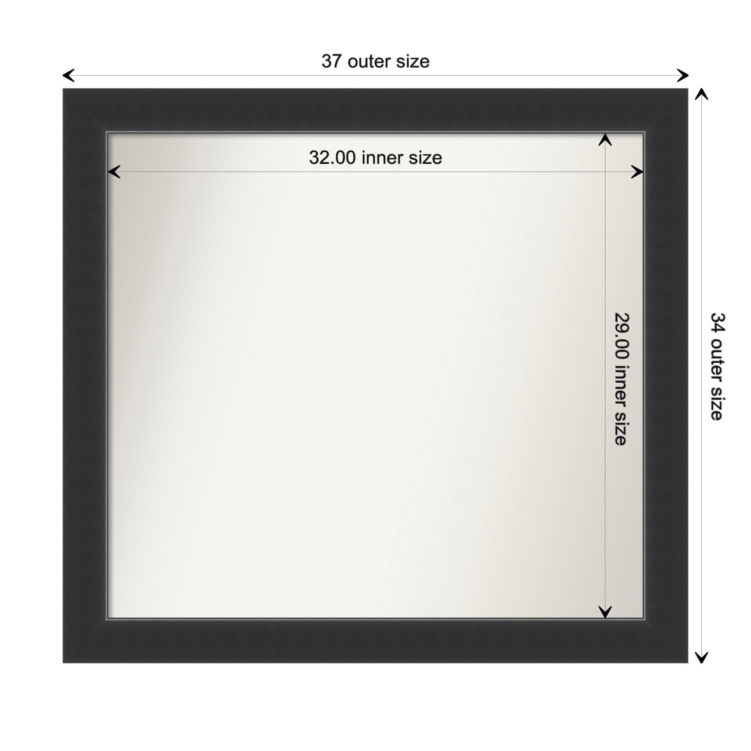 Corvino Black Framed Non-Beveled Custom Wall Mirror, Bathroom Vanity Mirror