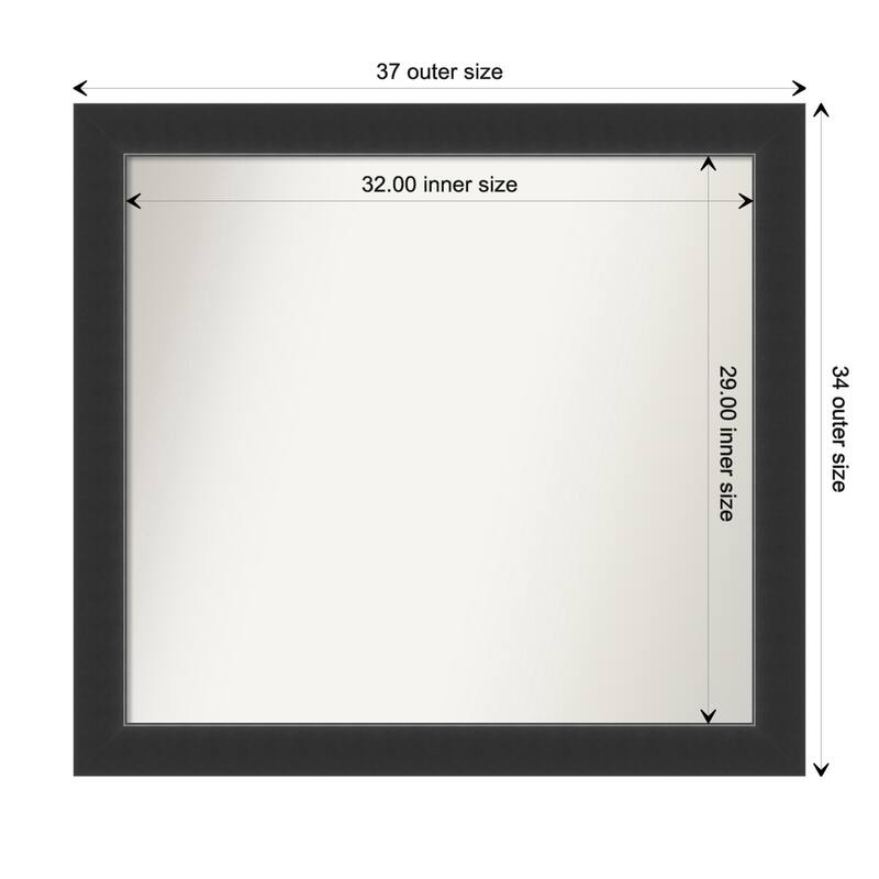 Corvino Black Framed Non-Beveled Custom Wall Mirror, Bathroom Vanity Mirror - Outer Size: 37 x 34