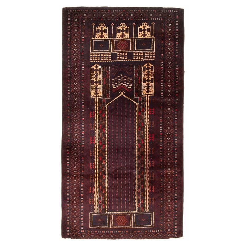 Teimani Burgundy Rug 2'10" x 5'6" - 2'10 x 5'6 - Dark Burgundy - 2'10 x 5'6