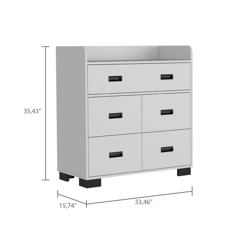 Alyn 33-inch Wide Dresser with 4 Legs, 4 Drawers, 1 Double Drawer
