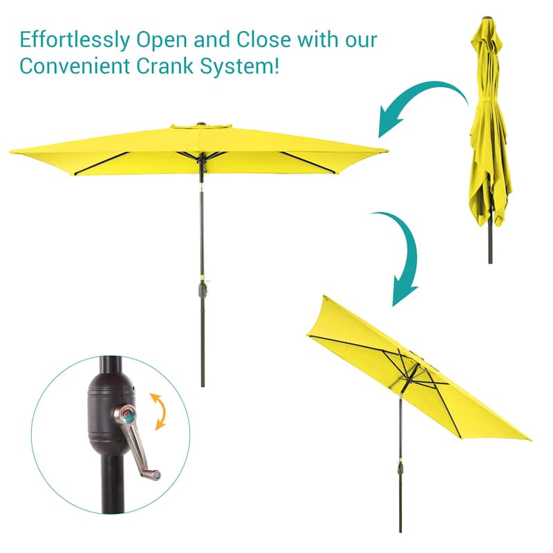 BONOSUKI 6x9FT Patio Market Umbrellas Table Umbrella with Tilt Button