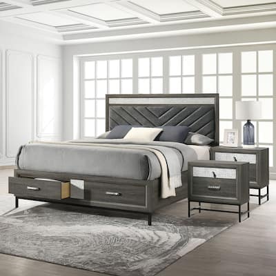 Furniture of America Heinisk Contemporary Grey 3-Piece Platform Bedroom Set
