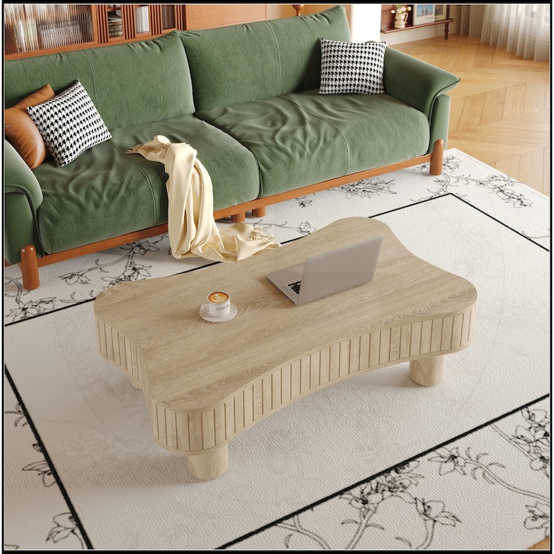 42" Lift Top Coffee Table with Fluted Panel Hidden Storage