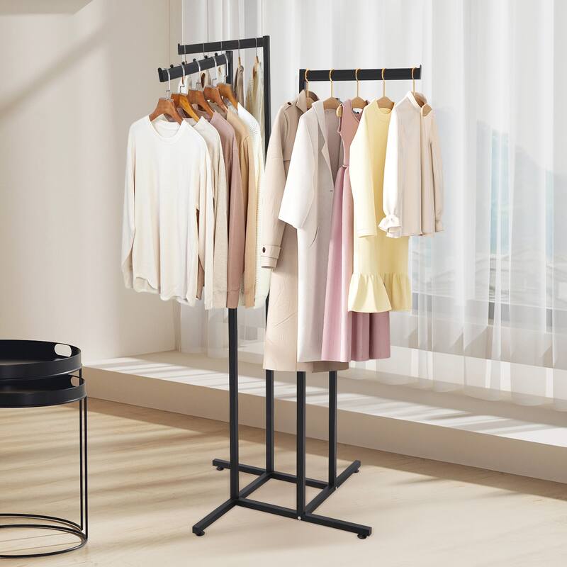 4 Way Adjustable Clothing Rack Modern Clothing Display Rack - Black